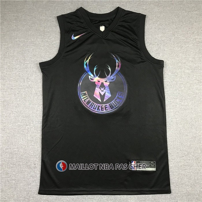 Maillot Milwaukee Bucks Giannis Antetokounmpo Iridescent Logo Noir